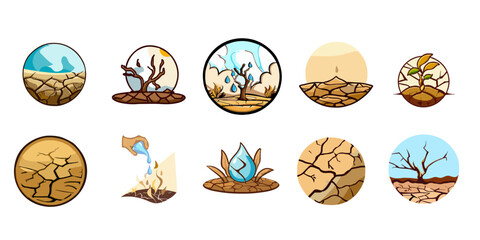 Wall Mural - Drought vector set collection graphic clipart design