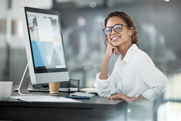 Poster - Ive got a big project to complete. Cropped portrait of an attractive young businesswoman working at her desk in the office.