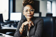 © Trinette Reed - Portrait of confident mature Black business woman in office. Generative AI.
