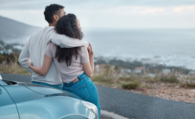 Poster - These are the memories well remember. Shot of a young couple on a road trip together.