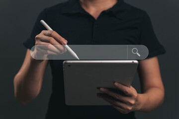 Poster - Businessman searching for information through laptop