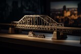 Fototapeta Las - A partial truss bridge model showcasing an outline frame design. Generative AI