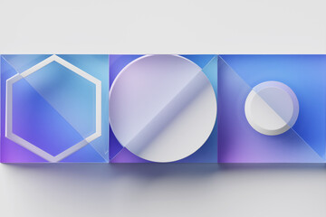 Poster - Close-up 3d  colorful  illustration. Simple geometric shapes, 3D illustration. Abstract colored minimalistic composition.