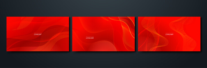 Poster - abstract background with sun rays, wavy pattern and grunge elements in saturated red. great for autu