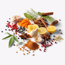 Spices And Herbs With Transparent Shadow