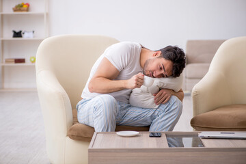 Poster - Young man starting day at home