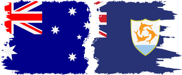 Anguilla and Australia grunge flags connection vector