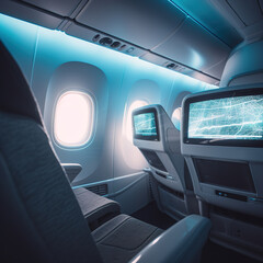 Wall Mural - Luxury passenger aircraft business class inside scene