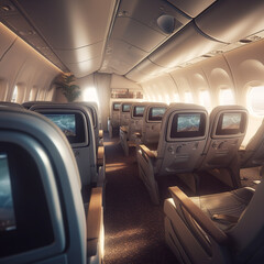 Wall Mural - Luxury passenger aircraft business class inside scene