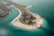 Bird's-eye view of Marjan Island in the UAE's Ras Al Khaimah emirate. Generative AI