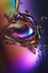 Wall Mural - abstract iridescent liquid on metallic background close up