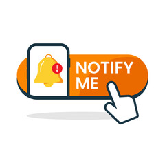 Poster - reminder, notify me button with bell notification on smartphone concept illustration flat design vector eps10. modern graphic element for landing page, empty state ui, infographic, icon