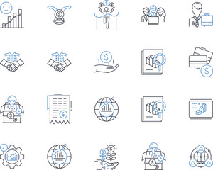 Human resources line icons collection. Recruitment, Compensation, Benefits, Diversity, Onboarding, Training, Employee relations vector and linear illustration. Generative AI