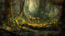 Deer In Lush Forest