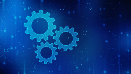 Aufkleber - Process management, optimization operation, fix strategy industry, transmission gears wheel, software update status, Cog Gear Wheel on the technology abstract background
