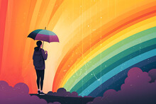 Person With Rainbow Umbrella