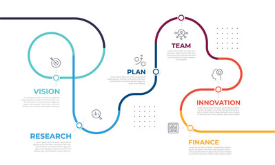 Wall Mural - Process of business step, Roadmap timeline infographic with 6 process structure. Vector infographic