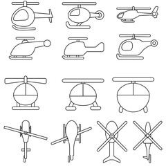 Wall Mural - Helicopter vector icon set. aircraft illustration sign collection. fly symbol. airline logo isolated on white background.