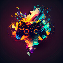 Wall Mural - Futuristic illustration with joystick game controller
