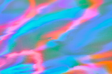 Aufkleber - Blurred ethereal pastel neon pink, purple, blue, green, orange holographic foil background texture. Abstract rainbow disco, rave, festive backdrop, Lo-fi multicolor optimistic vintage retro design