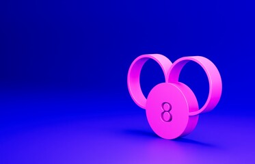 Sticker - Pink Bingo or lottery ball on bingo card with lucky numbers icon isolated on blue background. Minimalism concept. 3D render illustration