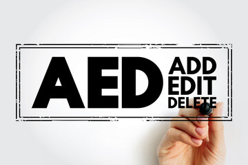 Poster - AED - Add, Edit and Delete acronym, business concept background
