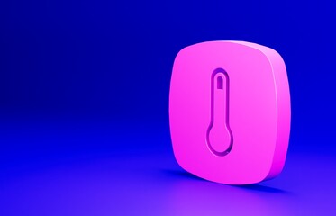 Sticker - Pink Thermostat icon isolated on blue background. Temperature control. Minimalism concept. 3D render illustration