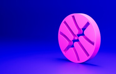 Poster - Pink Basketball ball icon isolated on blue background. Sport symbol. Minimalism concept. 3D render illustration