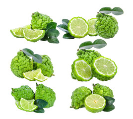 Wall Mural - set of bergamot fruit isolated on white background