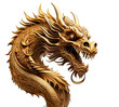 Chinese golden dragon on a transparent background (PNG) generative AI