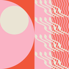 Poster - Modern abstract geometric  vector seamless pattern with simple elements and shapes like circle, square and triangle. Graphic pastel colored minimalist background.