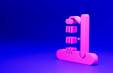 Wall Mural - Pink Beach shower icon isolated on blue background. Minimalism concept. 3D render illustration