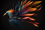 Fototapeta Big Ben - Colorful Abstract Bird of Paradise on Black Background. Generative AI