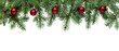 © Olena Svechkova - Christmas tree branches with red balls in PNG isolated on transparent background, border