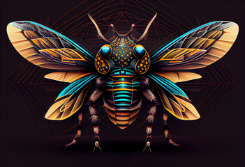 Aufkleber - Beautiful abstract illustration of an Moth background. Generative AI technology.
