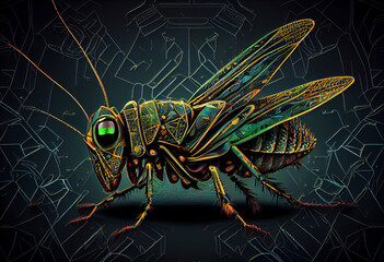 Poster - Beautiful abstract illustration of an Grasshopper background. Generative AI technology.
