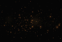 Golden Glitter.Light Effect.Glittering Particles Background. Gold Dust On A Transparent Background.