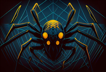 Aufkleber - Beautiful abstract illustration of an Spider background. Generative AI technology.
