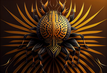 Poster - Beautiful abstract illustration of an Assassin bug insect background. Generative AI technology.
