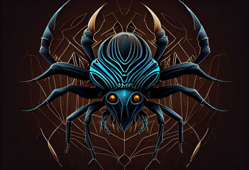 Aufkleber - Beautiful abstract illustration of an Assassin bug insect background. Generative AI technology.
