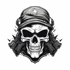 Wall Mural - Skull Army Gamer Logo. Generative AI