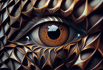 Poster - Beautiful abstract illustration of an eye  background. Generative AI technology.
