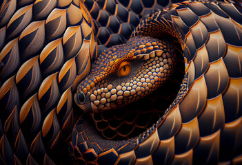 Poster - Beautiful abstract illustration of an snake background. Generative AI technology.
