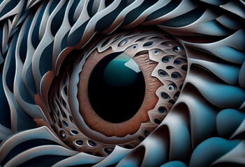 Aufkleber - eye of the sun concept, contemporary colors and mood social background. Generative AI technology	