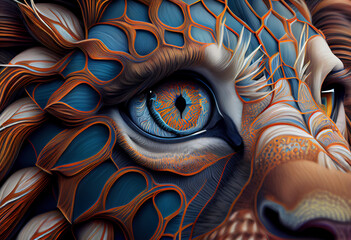 Aufkleber - eye of the sun concept, contemporary colors and mood social background. Generative AI technology	