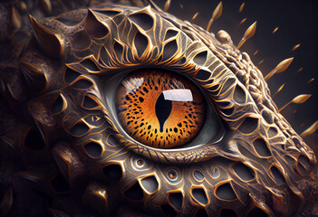 Poster - eye of the sun concept, contemporary colors and mood social background. Generative AI technology	
