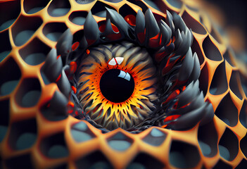 Poster - eye of the sun concept, contemporary colors and mood social background. Generative AI technology	