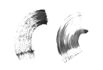 Wall Mural - abstract vector paint smears set. hand drawn design element. black ink marks on white background. gr
