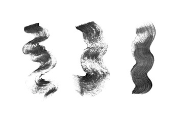 Wall Mural - abstract vector paint smears set. hand drawn design element. black ink marks on white background. gr