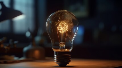Aufkleber - Creative brainy smart ideation Light Bulb. Generative ai